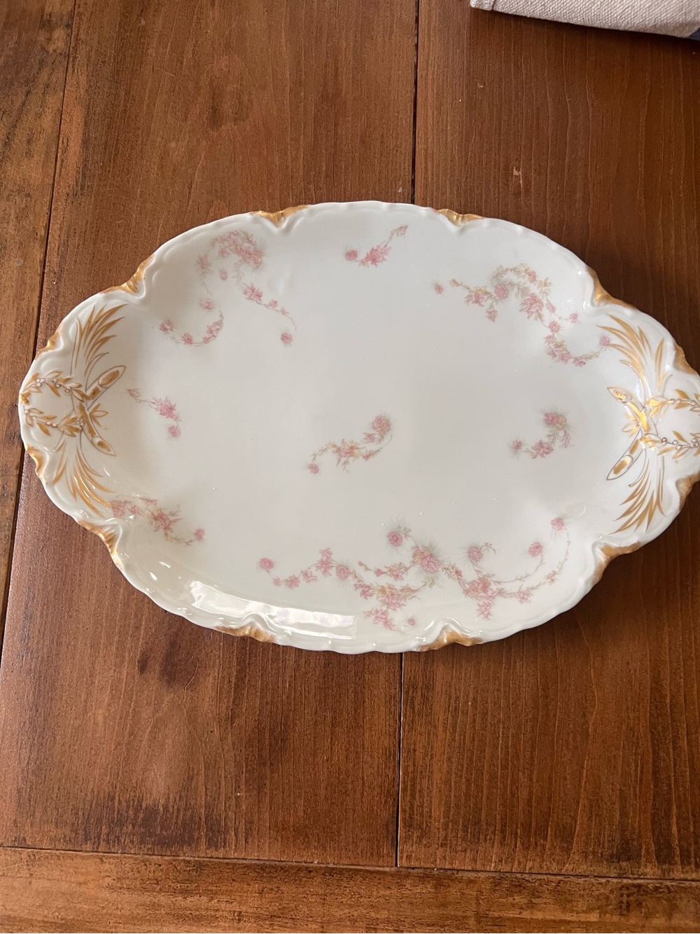Haviland Limoges Porcelain Schleiger ?525 Pink Gold Floral 13.5” Platter